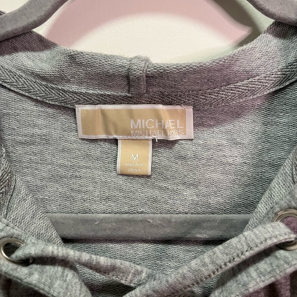 Michael Kors Gray Criss Cross Tie Hooded Pullover Size M - Picture 5 of 6